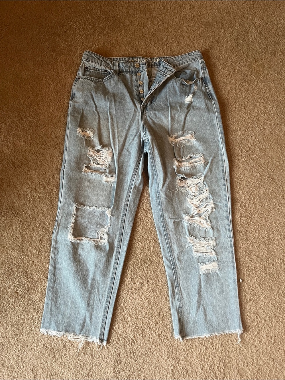 Vanilla Star Light Blue Distressed Boyfriend Jeans
